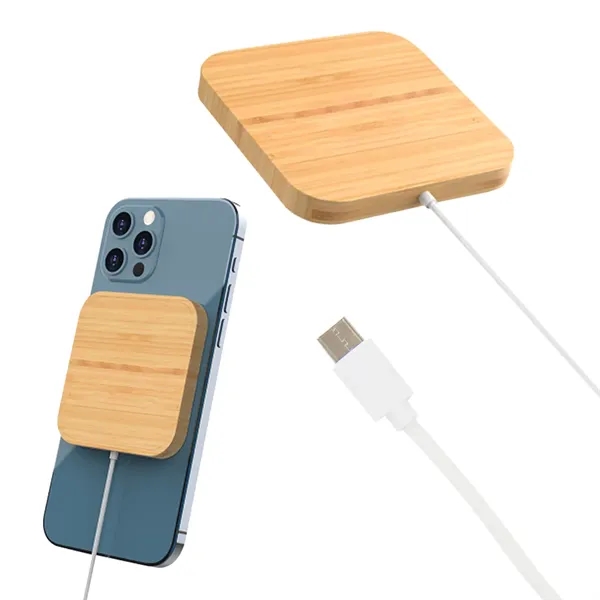 Bamboo/magnetic wireless charger with Type-C input and 10W output.... from ASI 61125 Hit Promotional Products / Hit®