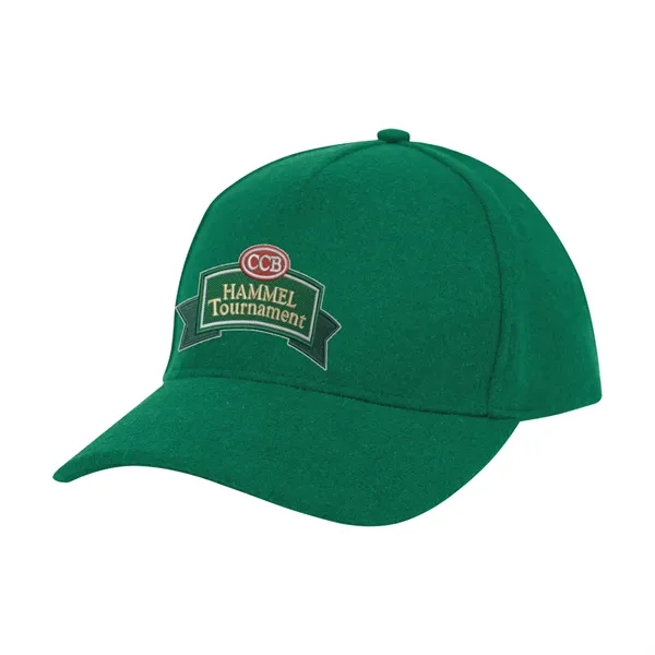 Five panel wool cap with adjustable self-material strap with sliding buckle.... from ASI 61125 Hit Promotional Products / Hit®