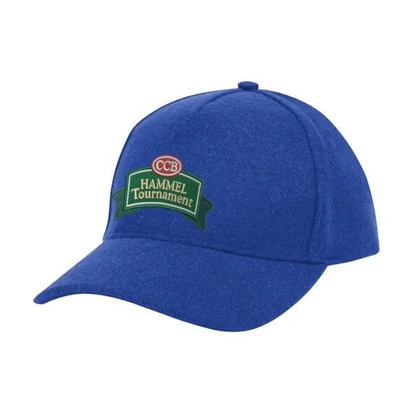 Five panel wool cap with adjustable self-material strap with sliding buckle.... from ASI 61125 Hit Promotional Products / Hit®