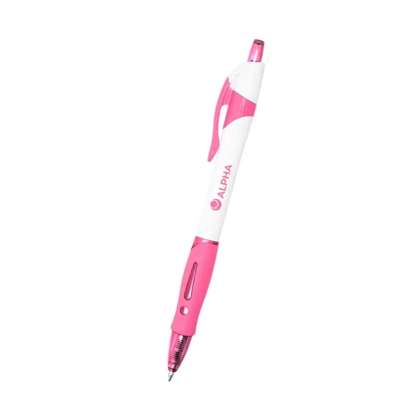 Plunger action ballpoint pen with a rubber grip.... from ASI 61125 Hit Promotional Products / Hit®