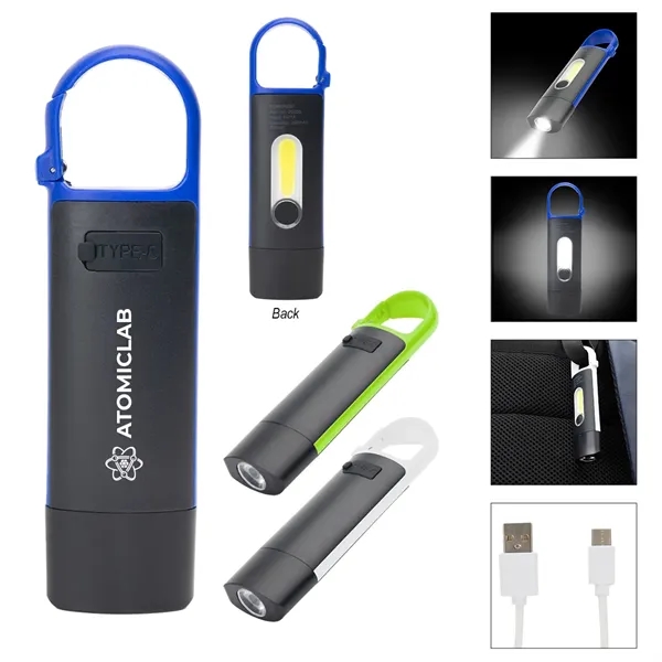 Rechargeable COB flashlight with LED lights and carabiner.... from ASI 61125 Hit Promotional Products / Hit®