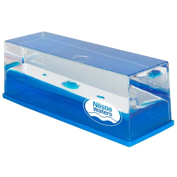 6" x 1.75" clear plastic paperweight with cool blue wave design.... from ASI 34415 Alpi International LTD