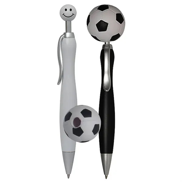 Ballpoint pen with soccer ball stress reliever topper.... from ASI 34415 Alpi International LTD