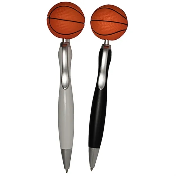 Click-action ballpoint pen with basketball shaped stress reliever topper.... from ASI 34415 Alpi International LTD