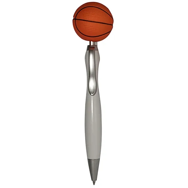 Click-action ballpoint pen with basketball shaped stress reliever topper.... from ASI 34415 Alpi International LTD