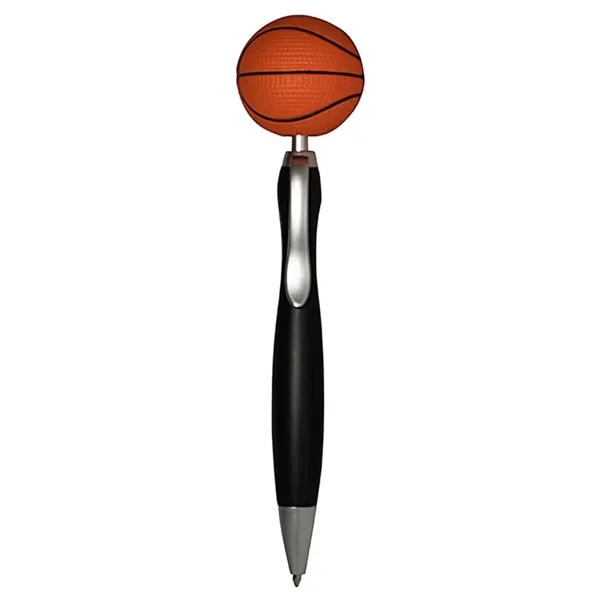 Click-action ballpoint pen with basketball shaped stress reliever topper.... from ASI 34415 Alpi International LTD