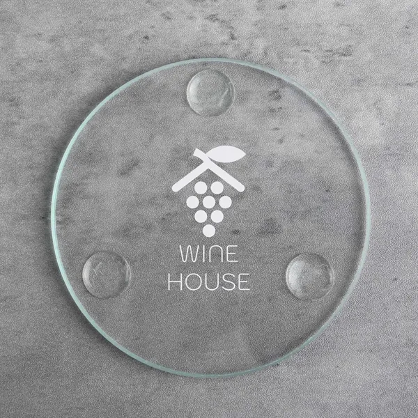Non-porous glass coaster with silicone pads on the bottom to protect... from ASI 61966 HPG / Beacon Promotions