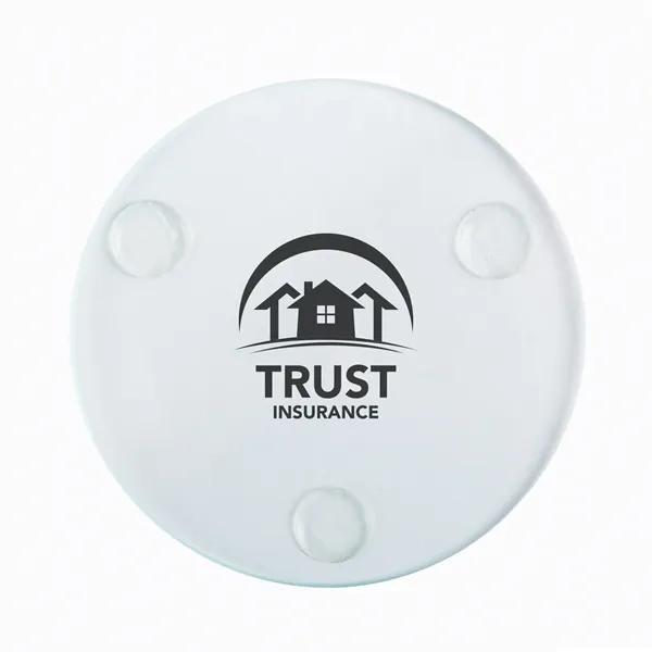 Non-porous glass coaster with silicone pads on the bottom to protect... from ASI 61966 HPG / Beacon Promotions
