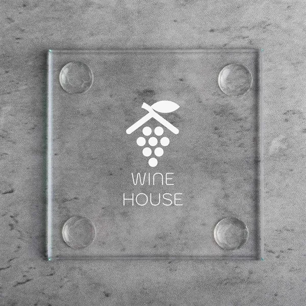 Non-porous glass coaster with silicone pads on the bottom to protect... from ASI 61966 HPG / Beacon Promotions