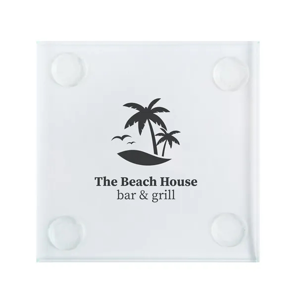 Non-porous glass coaster with silicone pads on the bottom to protect... from ASI 61966 HPG / Beacon Promotions