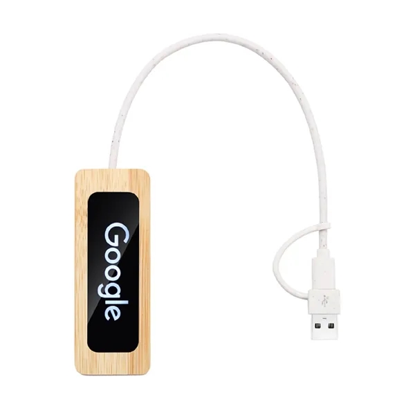 Bamboo 4 ports LED Logo USB Hub plus full color UV... from ASI 37218 Athena Promo (tm)