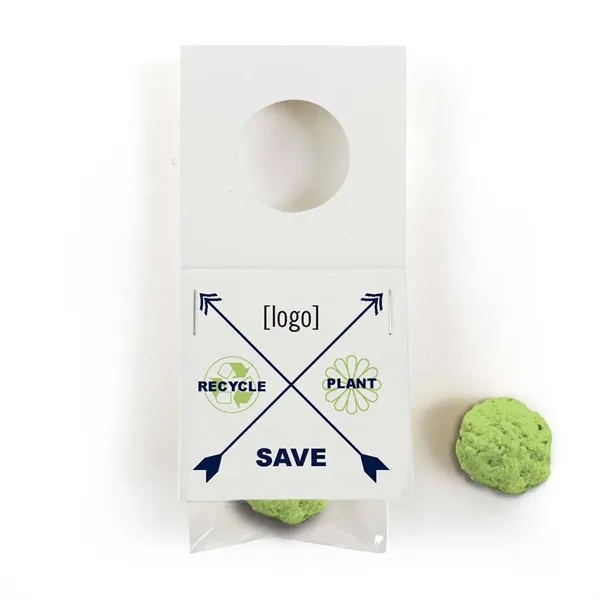 Cardstock bottle necker with seed bomb attached... from ASI 40646 Bloomin Promotions / Bloomin' Promotions™