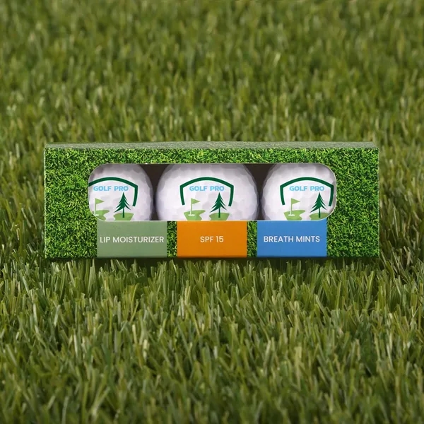 Three pack of 1 1/2" DIA golf ball-shaped lip balm moisturizer,... from ASI 61966 HPG / Mixie