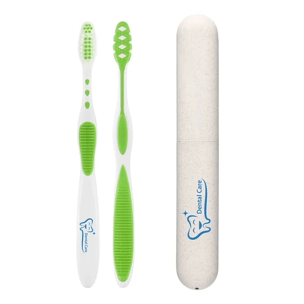 Toothbrush with medium bristles in a toothbrush case both made of... from ASI 61966 HPG / Mixie