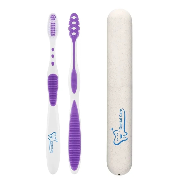 Toothbrush with medium bristles in a toothbrush case both made of... from ASI 61966 HPG / Mixie