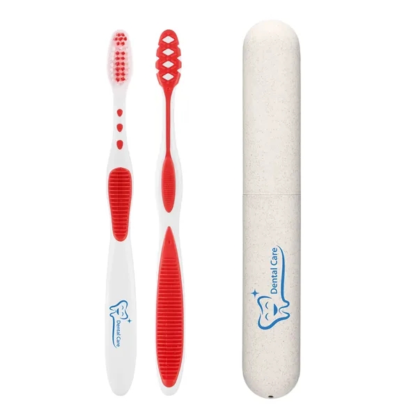 Toothbrush with medium bristles in a toothbrush case both made of... from ASI 61966 HPG / Mixie
