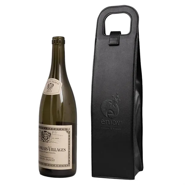 This high end vegan leather wine tote includes a sleek strap... from ASI 61005 Hirsch Gift Inc / HG