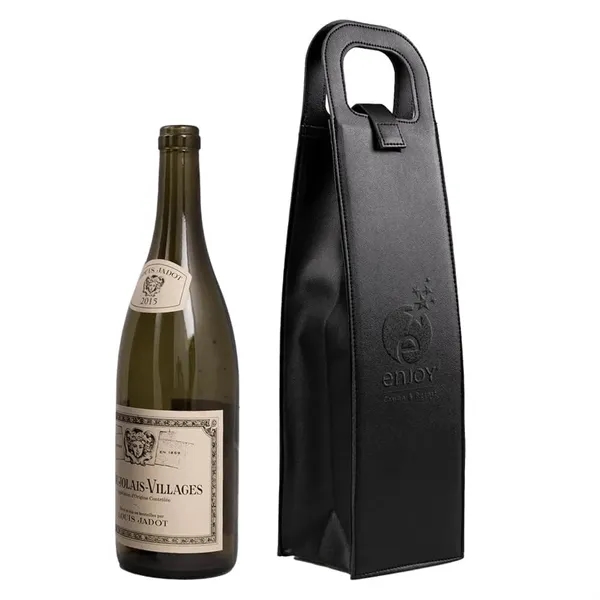 This high end vegan leather wine tote includes a sleek strap... from ASI 61005 Hirsch Gift Inc / HG