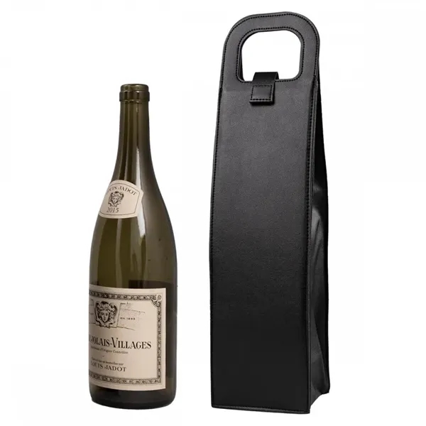 This high end vegan leather wine tote includes a sleek strap... from ASI 61005 Hirsch Gift Inc / HG