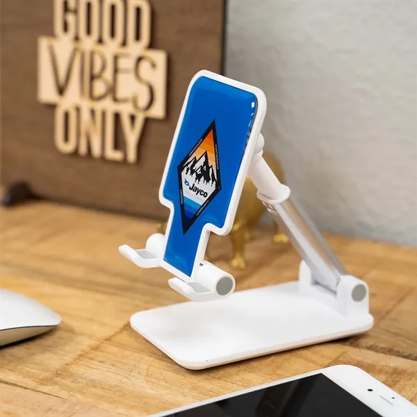 Adjustable height and tilt phone stand with a large, full-color, dome... from ASI 61966 HPG / HandStands HPG Gold