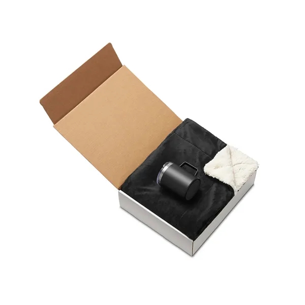 Comfort gift set with a blanket, 12-ounce vacuum-insulated coffee mug, and... from ASI 79530 Prime Line