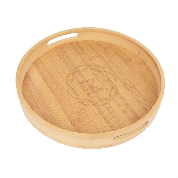 1.5" x 11.75" bamboo wood round serving tray with cutout handles.... from ASI 61125 Hit Promotional Products / Hit®