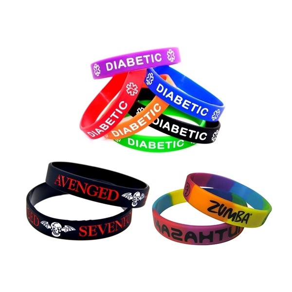 Silicone wristbands with an assortment of sizes, colors and imprint options.... from ASI 37218 Athena Promo (tm)