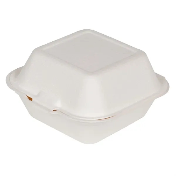 Compostable Paper Clamshell Box, made from sugarcane fibers, is eco-certified, grease-resistant,... from ASI 75731 PWS