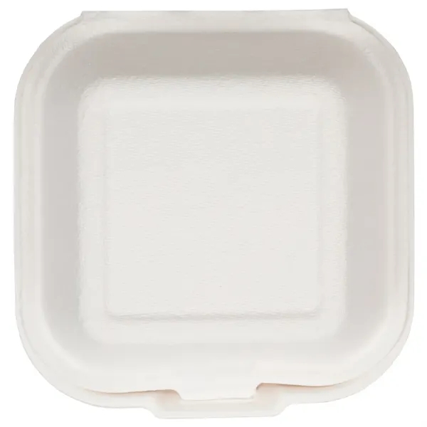 Compostable Paper Clamshell Box, made from sugarcane fibers, is eco-certified, grease-resistant,... from ASI 75731 PWS