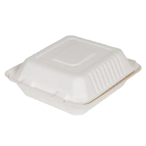 Compostable Paper Clamshell Box, made from sugarcane fibers, is eco-certified, grease-resistant,... from ASI 75731 PWS