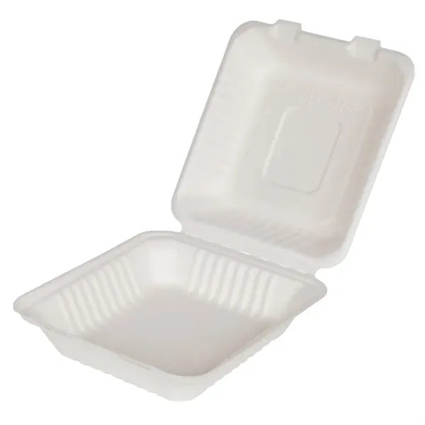 Compostable Paper Clamshell Box, made from sugarcane fibers, is eco-certified, grease-resistant,... from ASI 75731 PWS