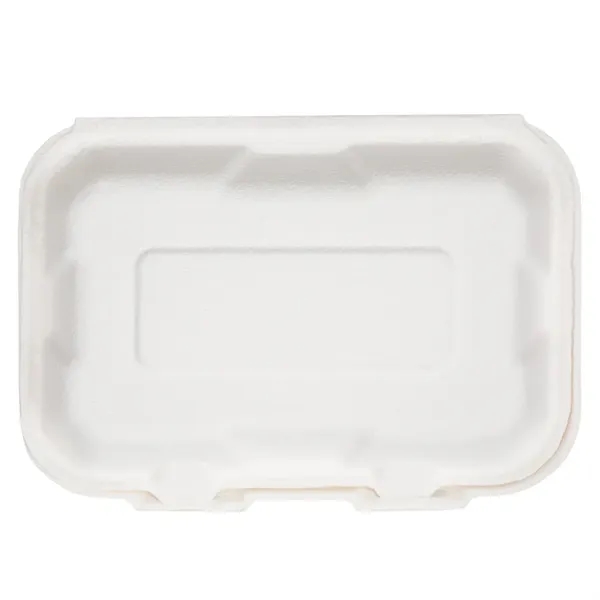 Compostable Paper Clamshell Box, made from sugarcane fibers, is eco-certified, grease-resistant,... from ASI 75731 PWS
