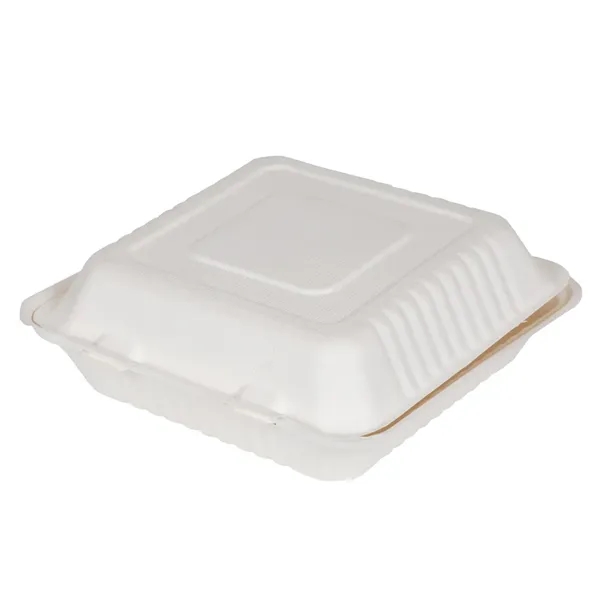 Compostable Paper Clamshell Box, made from sugarcane fibers, is eco-certified, grease-resistant,... from ASI 75731 PWS