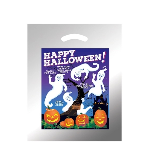 12" x 15" reflective silver LDPE plastic Halloween bag with die-cut... from ASI 35290 American Ad Bag Co