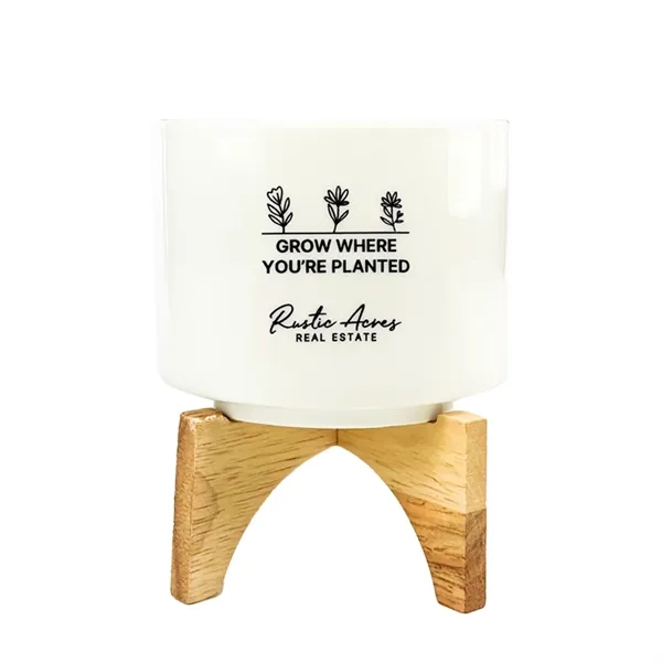 Decorative ceramic planter with bamboo stand, seed packet, and coir pellets.... from ASI 92980 WOV-IN® / Universal Strap/Wov-In Line