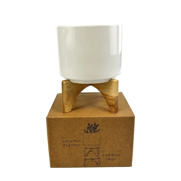 Decorative ceramic planter with bamboo stand, seed packet, and coir pellets.... from ASI 92980 WOV-IN® / Universal Strap/Wov-In Line