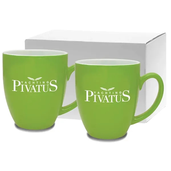 Ceramic mugs feature vibrant color exterior with white interior and easy... from ASI 71920 Moderne Glass Company Inc