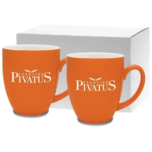 Ceramic mugs feature vibrant color exterior with white interior and easy... from ASI 71920 Moderne Glass Company Inc