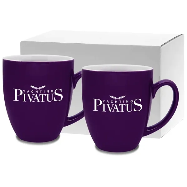 Ceramic mugs feature vibrant color exterior with white interior and easy... from ASI 71920 Moderne Glass Company Inc