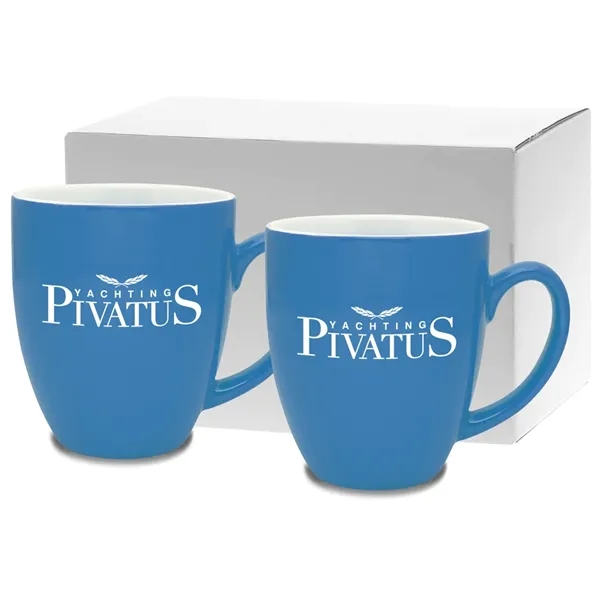 Ceramic mugs feature vibrant color exterior with white interior and easy... from ASI 71920 Moderne Glass Company Inc