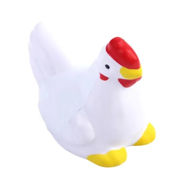 Cartoon chicken shaped stress reliever plus 1 color silkscreen imprint on... from ASI 37218 Athena Promo (tm)