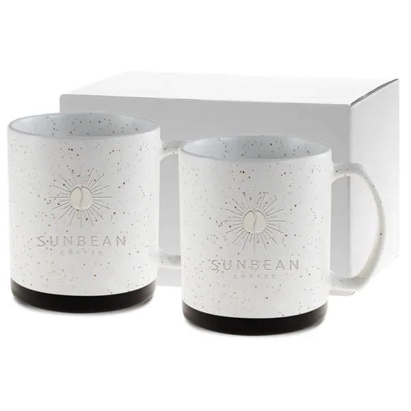 Matte, speckled retro finish ceramic mug. Black accent bottom to complement... from ASI 71920 Moderne Glass Company Inc