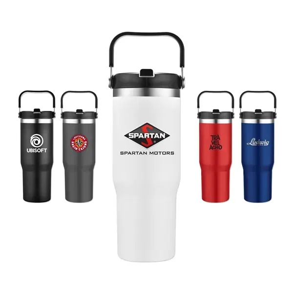 30 oz. stainless steel travel mug with handle and built-in straw.... from ASI 98360 WOWLine / WOWLine®
