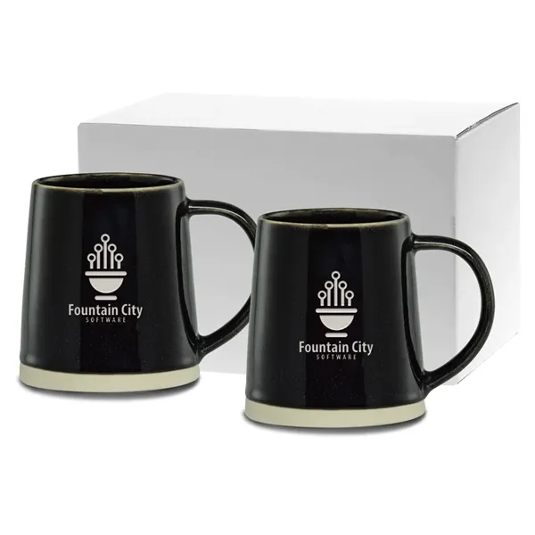 Ceramic mugs with comfortable handles for easy gripping. Unique shape with... from ASI 71920 Moderne Glass Company Inc