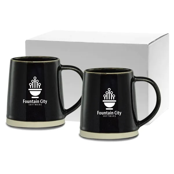 Ceramic mugs with comfortable handles for easy gripping. Unique shape with... from ASI 71920 Moderne Glass Company Inc