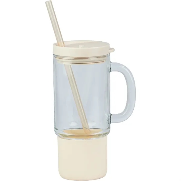 18-ounce travel mug with a silicone base, handle, lid, and straw.... from ASI 57653 Gold Bond