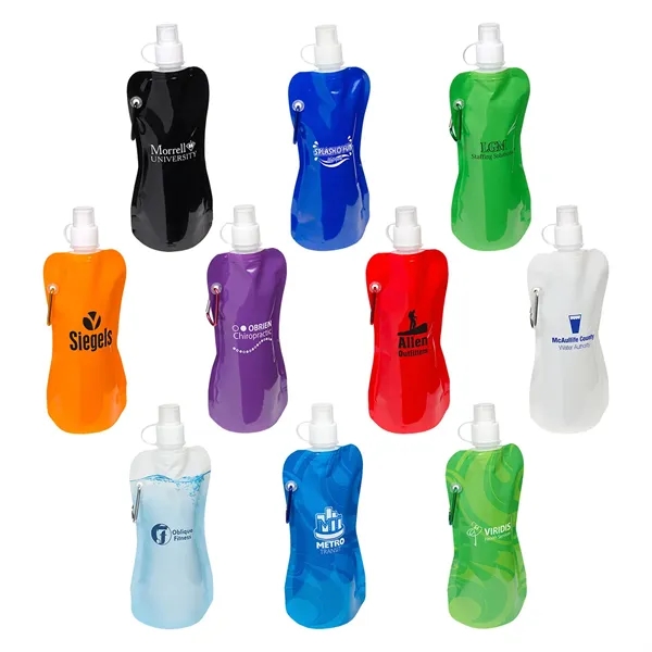 16 oz Foldable Water Bottle with Carabiner... from ASI 36730 Ariel Premium Supply Inc