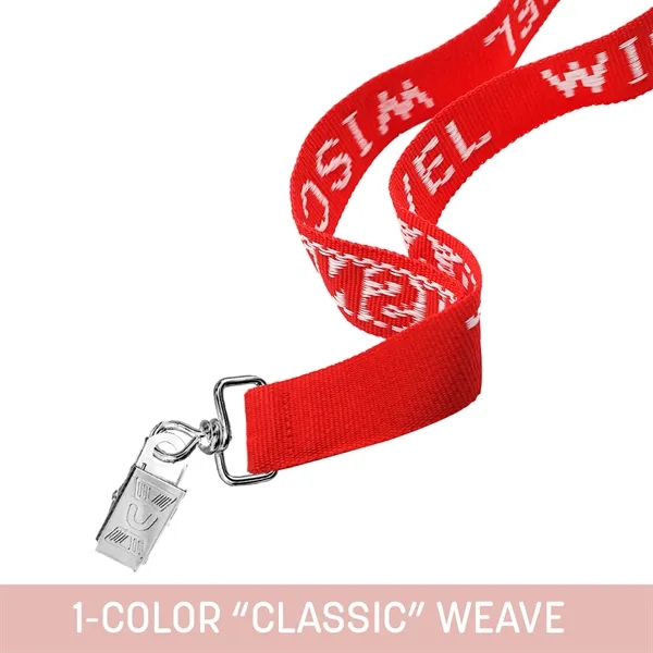 Durable 1" woven lanyard with custom imprint, perfect for badges and... from ASI 92980 WOV-IN® / Universal Strap/Wov-In Line