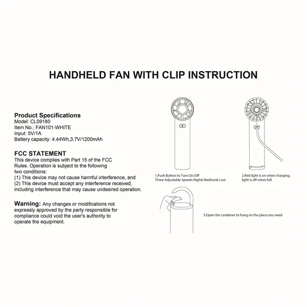 USB rechargeable handheld fan with 3 adjustable speeds.... from ASI 90807 Tekweld