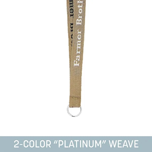 Custom-woven platinum lanyard, 3/4" wide, 17-1/2" long, with assorted colors, ideal... from ASI 92980 WOV-IN® / Universal Strap/Wov-In Line